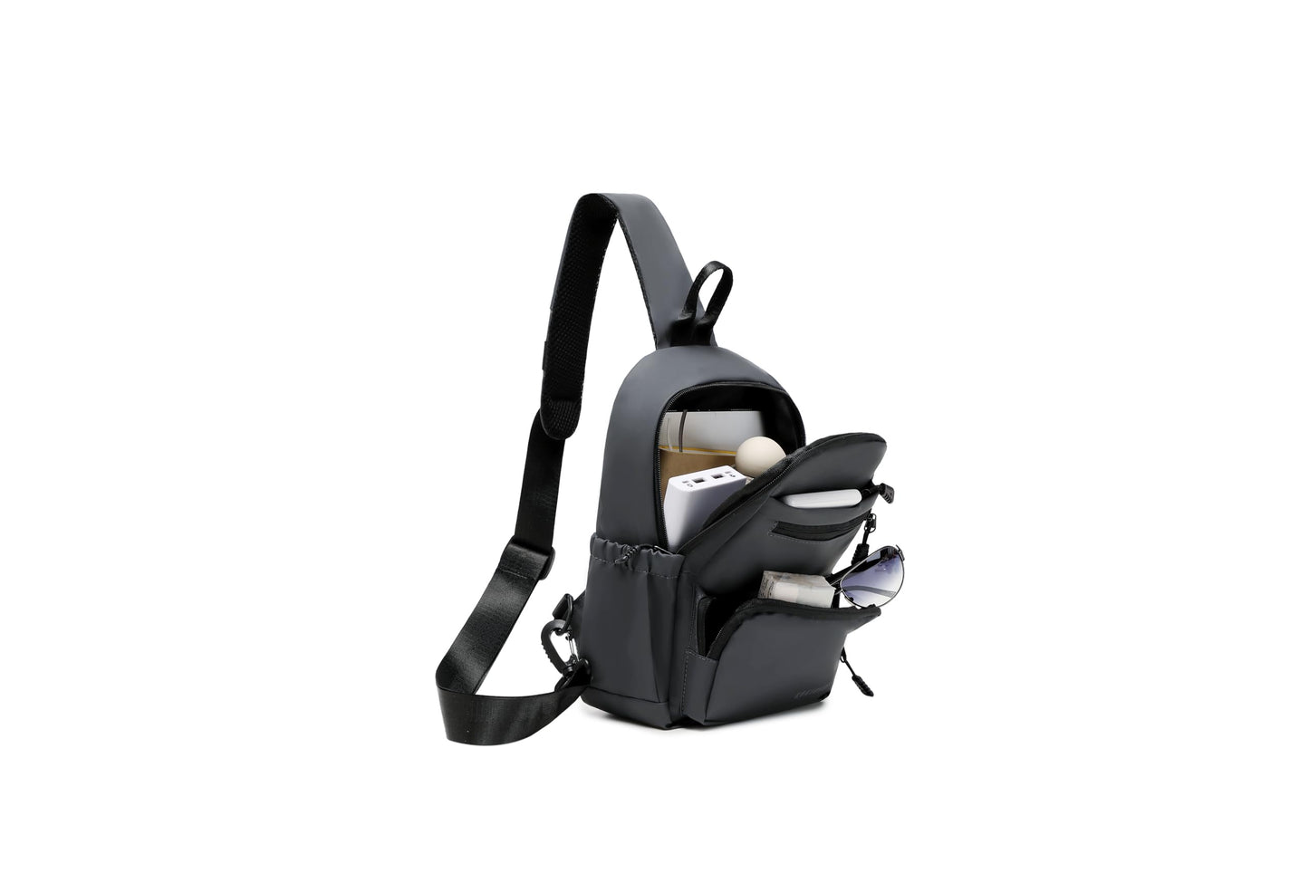 Anti Theft Sling Crossbody Backpack Shoulder Bag for Men,Mini Chest Bags with USB Charger Port For Casual Camping Biking Travel Cycling (Grey)