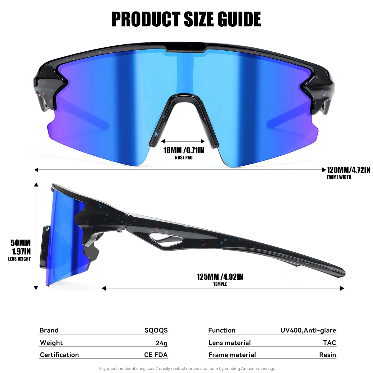 SQOQS Youth Baseball Sunglasses for Boys Girls Kids Sports Sun Glasses Softball Cycling UV400 Protection Ages 3-14