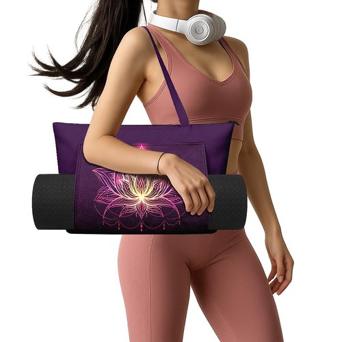 Feijiati Women's Yoga Bag with Yoga Mat Carrier - Large Mat Pocket Fitness Tote for Pilates, Gym, Travel, Office & Beach