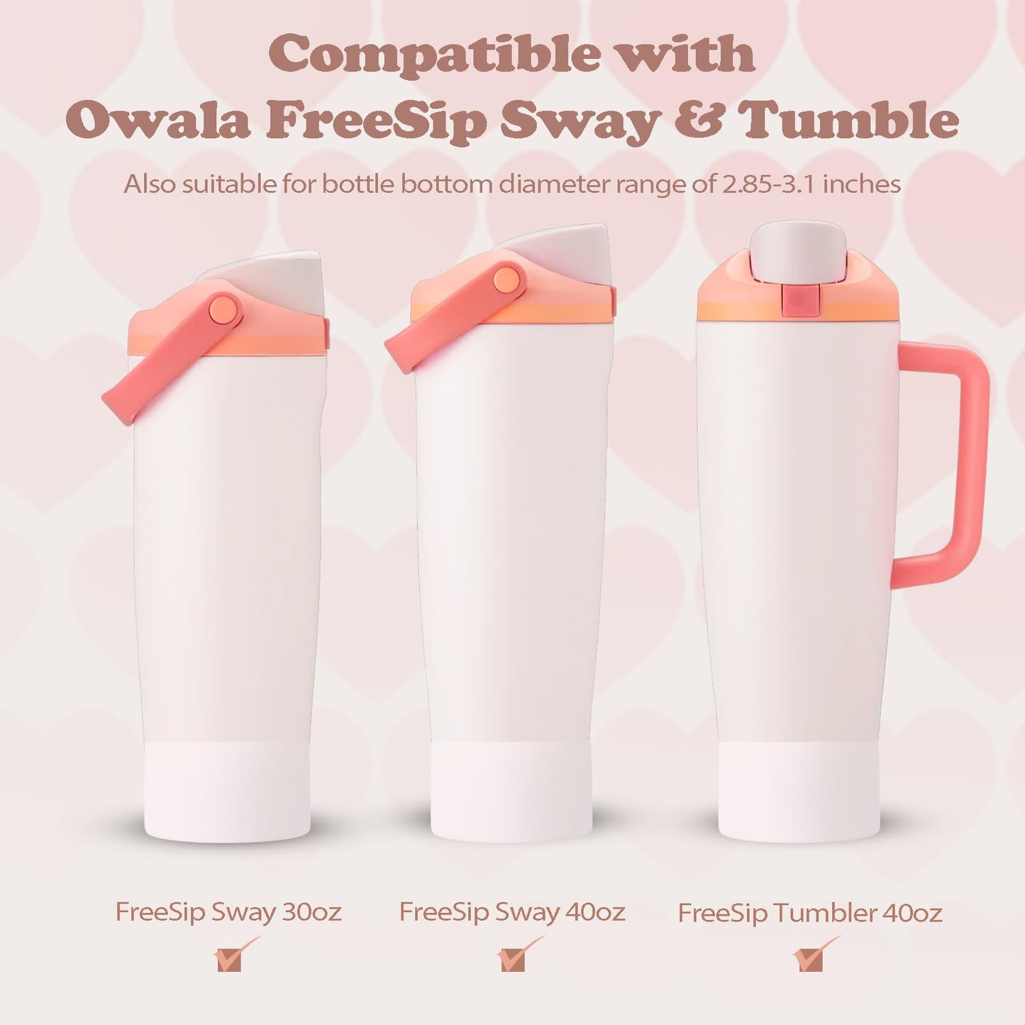 Kaitiaki 2PCS Silicone Boots for Owala 30oz & 40oz FreeSip Sway Bottles & Tumblers – Non-Slip, Scratch-Resistant, Stability Enhancer for Owala Accessories (Classic Pink)