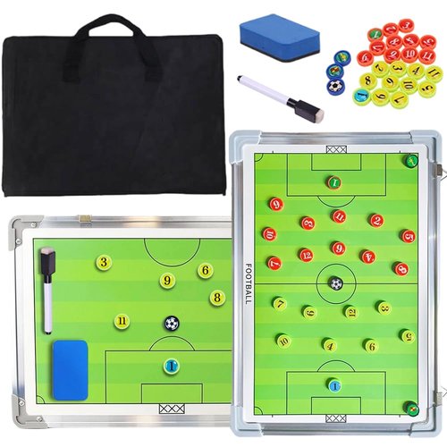 Nuburbur Magnetic Soccer Coaching Board, Double-Sided Dry Erase Tactics Board with Player Markers, Pen and Eraser, Portable Clipboard for Coaches, Coach Training Equipment Coach Gift