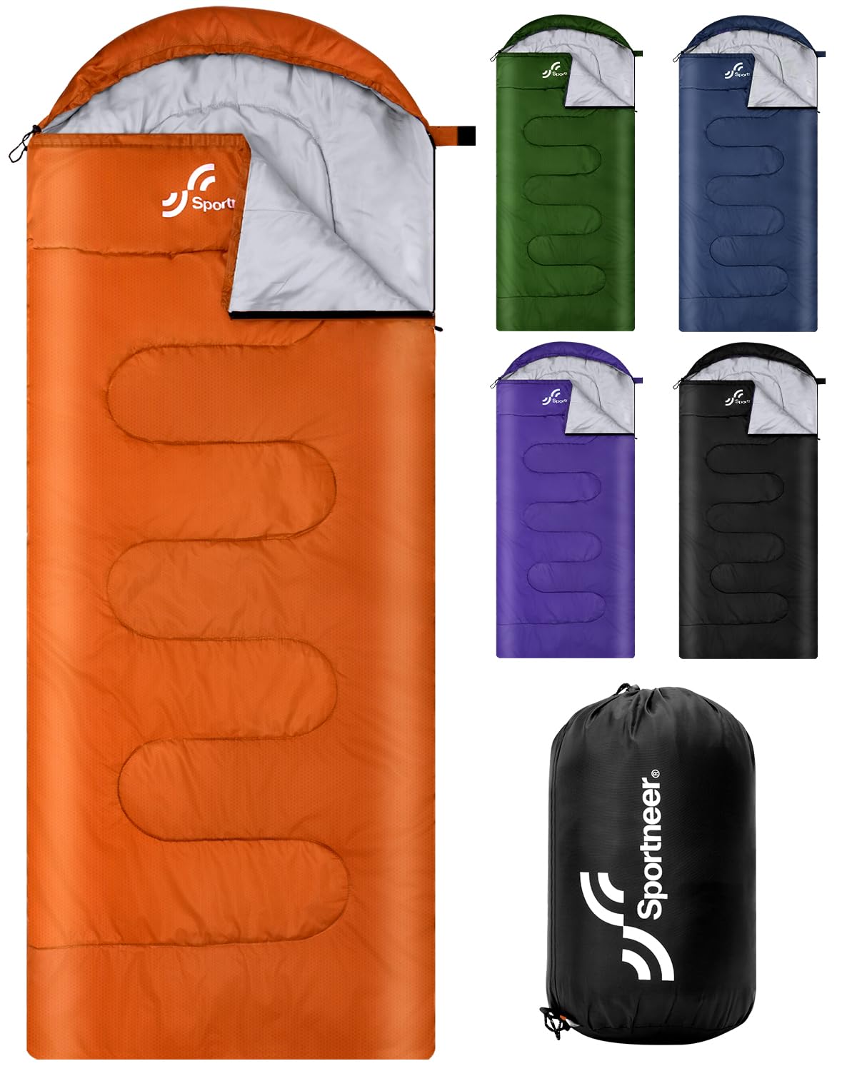 Sportneer Sleeping Bag for Adults, 3 Season Lightweight Camping Sleeping Bag, 50°F–68°F Rated Warm Weather for Backpacking Hiking, 87" x 33.5", 3.3 lbs, with Storage Bag