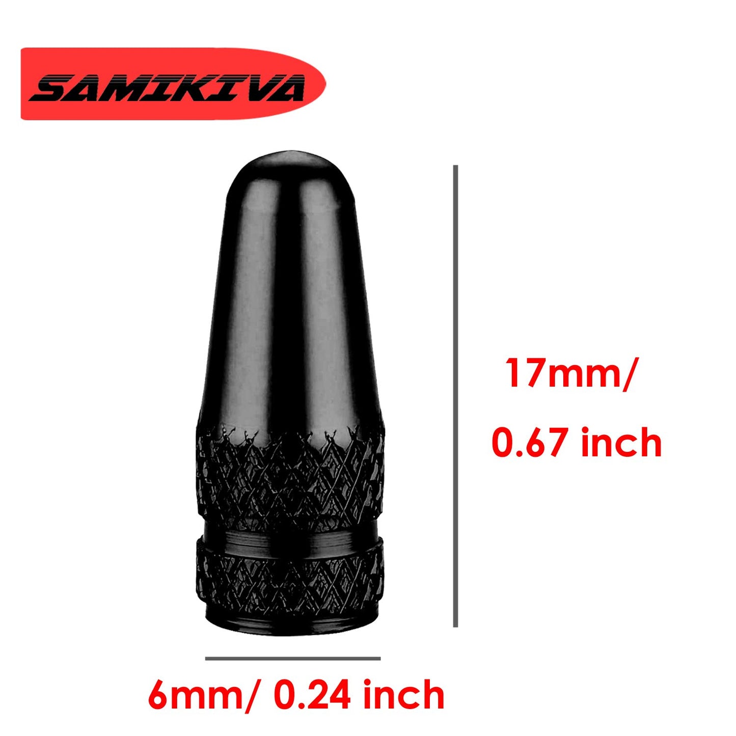 SAMIKIVA (10 Pack) Bike Presta Valve Stem Caps, Chrome Anodized Aluminum, Use On Presta French Valves, Dust caps for MTB Road Racing Bicycle, Rocket Style (Black (10 Pack))