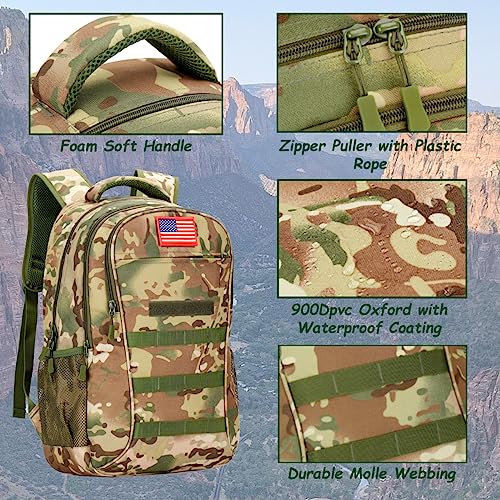 4land Camouflage Backpack for Boys 40L Army Bookbag - A-jun Variation