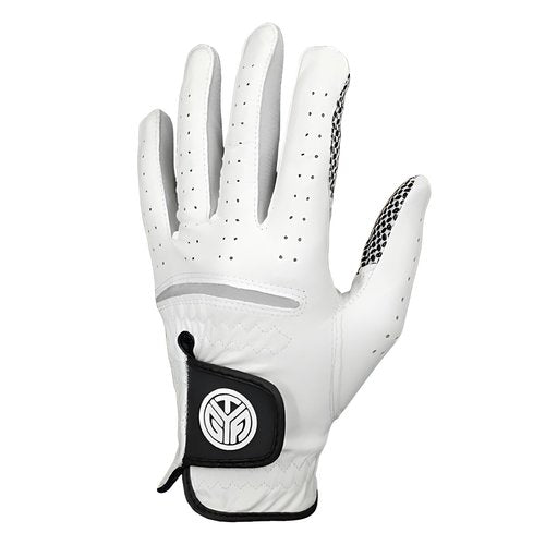 DUFFOBAN Men’s Golf Gloves Left Hand for Right Handed Golfer, Leather Golf Gloves with Extra Grip Soft Fit Breathable Comfortable White Golf Glove, XXX-Large