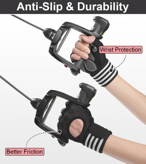 SUJAYU Workout Gloves for Men Workout Gloves Women, Wristband Weight Lifting Glove Breathable, Silicone Anti-Slip Weightlifting Glove Gym Accessories (Black, Medium)