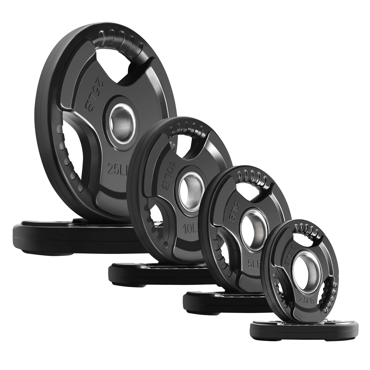 RitFit Olympic Rubber Grip Weight Plates, 2-Inch Barbell Set