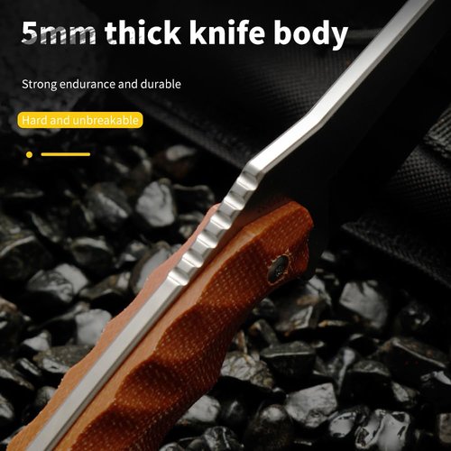 HUANG FU Tactical Fixed Blade Hunting Knife Set with Kydex Sheath, Brown and Green G10 Handles, Stainless Steel (Green handle)