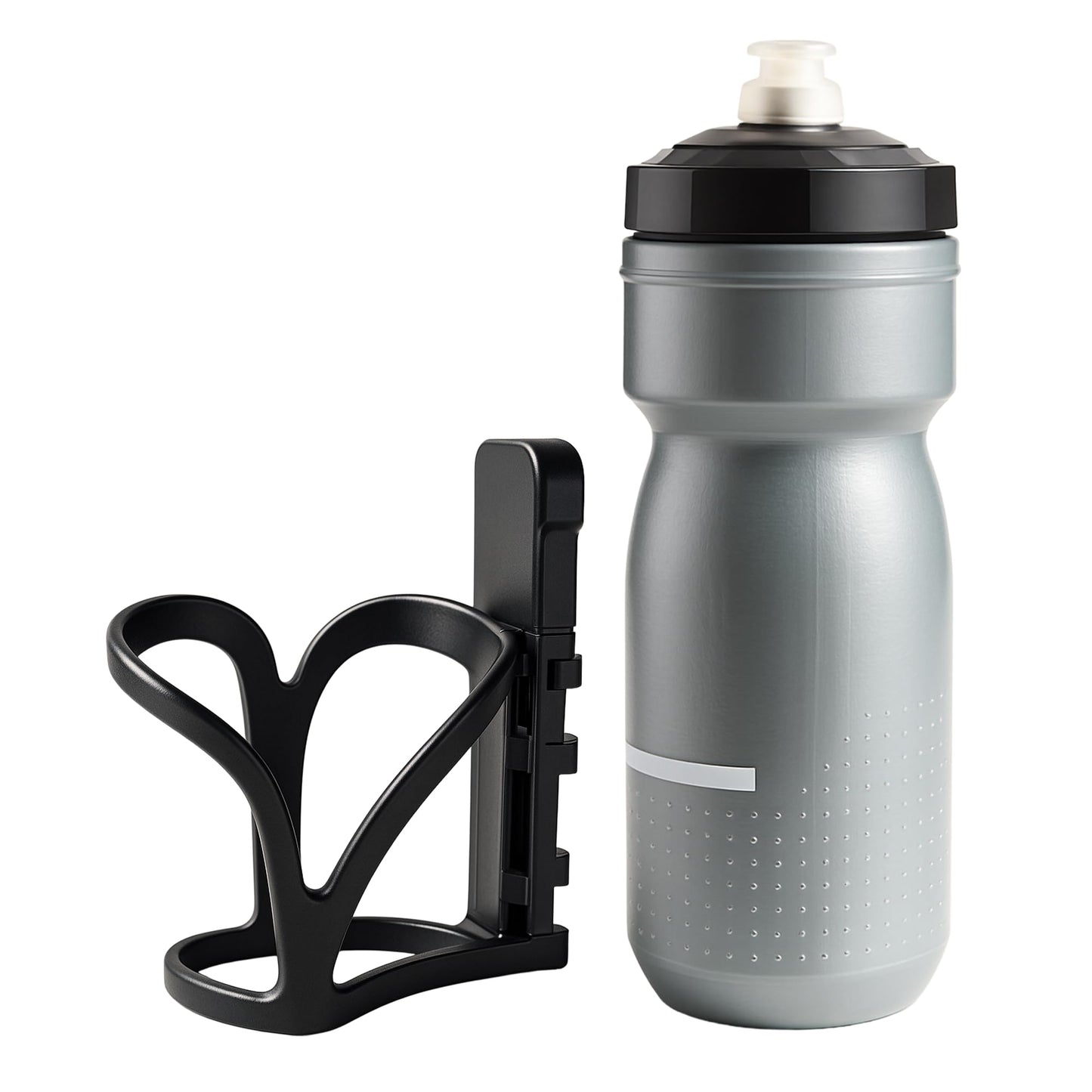 Insulated Bike Water Bottle with Bottle Holder, No Screws, Mountain Bicycle Accessories, for Sport Outdoor Cycling, MTB Road, Universal Cup Holder, Durable, Kids, Adults (Black)