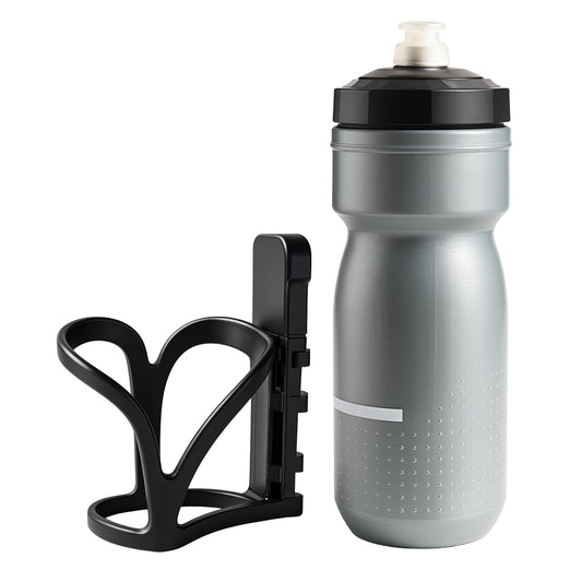 Insulated Bike Water Bottle with Bottle Holder, No Screws, Mountain Bicycle Accessories, for Sport Outdoor Cycling, MTB Road, Universal Cup Holder, Durable, Kids, Adults (Black)