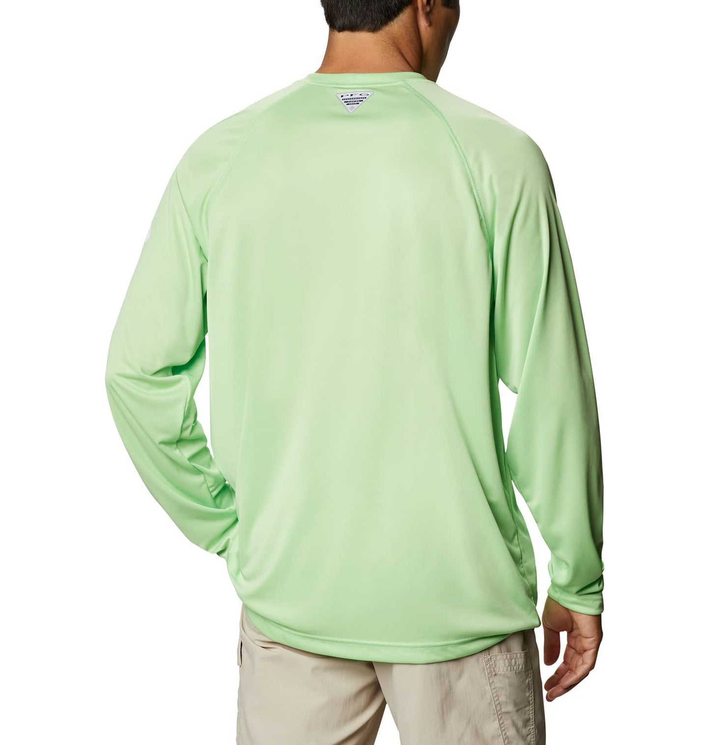 Columbia Men’s PFG Terminal Tackle Long Sleeve Shirt, Sun Protection, Lime Glow/White Logo, X-Small
