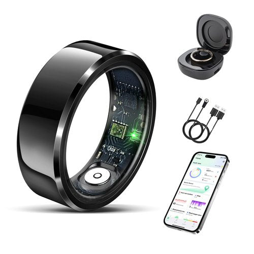 Delcast Smart Ring for Women Men-Wearable Fitness Tracker with Sleep Tracking Heart Rate Blood Oxygen Healthy Monitor Ring Activity Monitoring Steps Calories for Adult