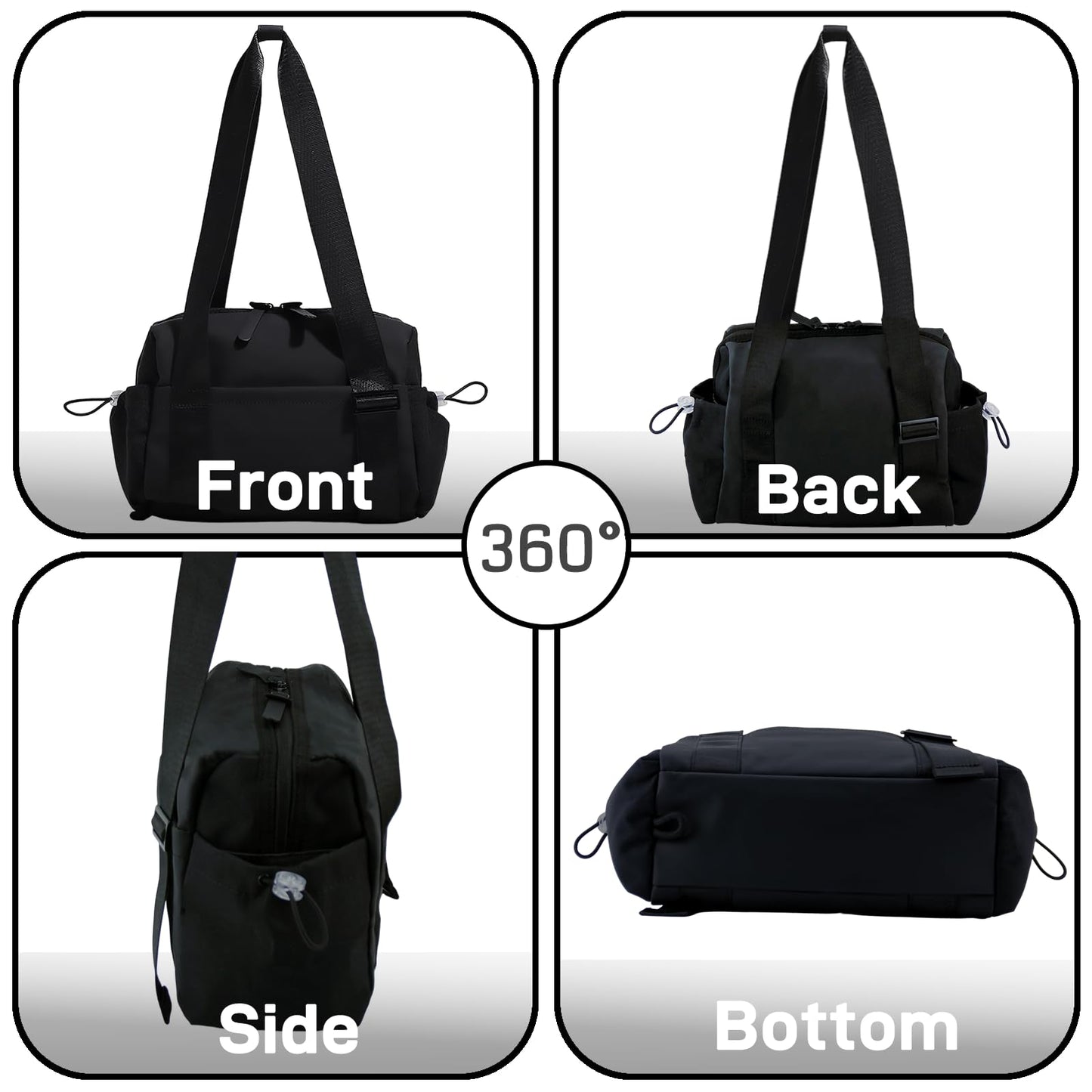 MELSYLODY Mini Gym Bag for Women Mini Duffle Bag with Wet Compartment Waterproof, small gym bag for women, Cute Gym Tote Bag (Black)