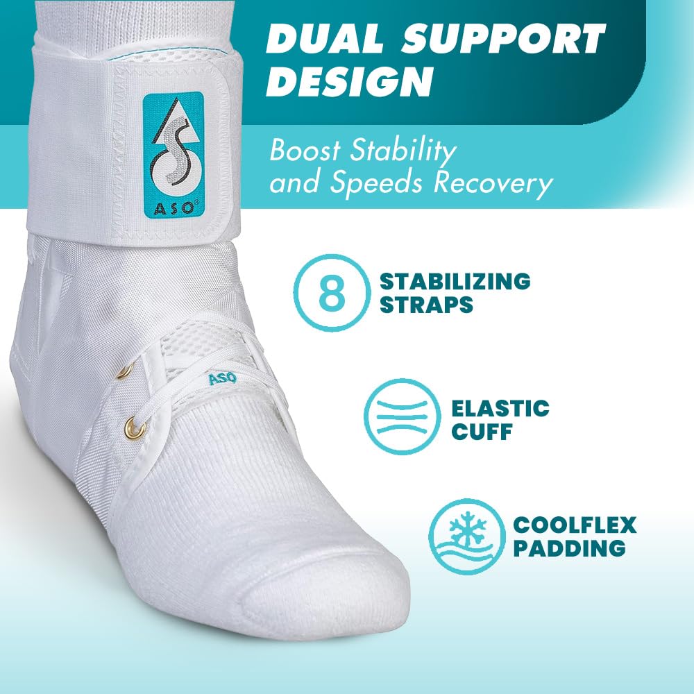 Med Spec ASO Ankle Stabilizer (Small, White) - Lace Up Ankle Brace for Ankle Sprain and Instability, Orthopedic Ankle Support for Men, Women, Adults, Teens and Kids, Sports Injury Recovery, 264002