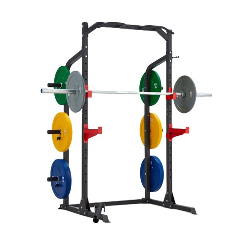 RUNFREELY SR007 2"X2" Squat Half Rack with Multi Grip Pull Up Bar and Plate Storage, 1000LBS Capacity Power Cage for Home Gym Weightlifting and Bench Press