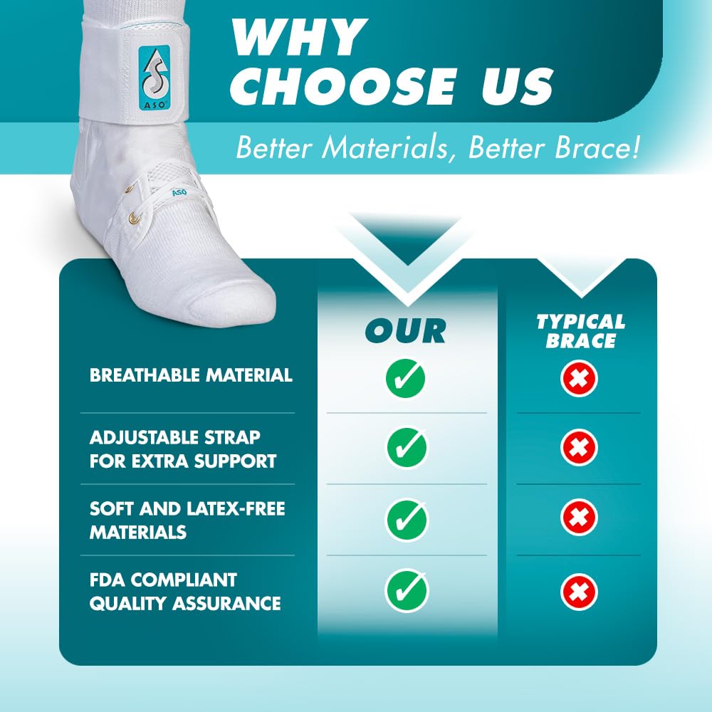 Med Spec ASO Ankle Stabilizer (Small, White) - Lace Up Ankle Brace for Ankle Sprain and Instability, Orthopedic Ankle Support for Men, Women, Adults, Teens and Kids, Sports Injury Recovery, 264002