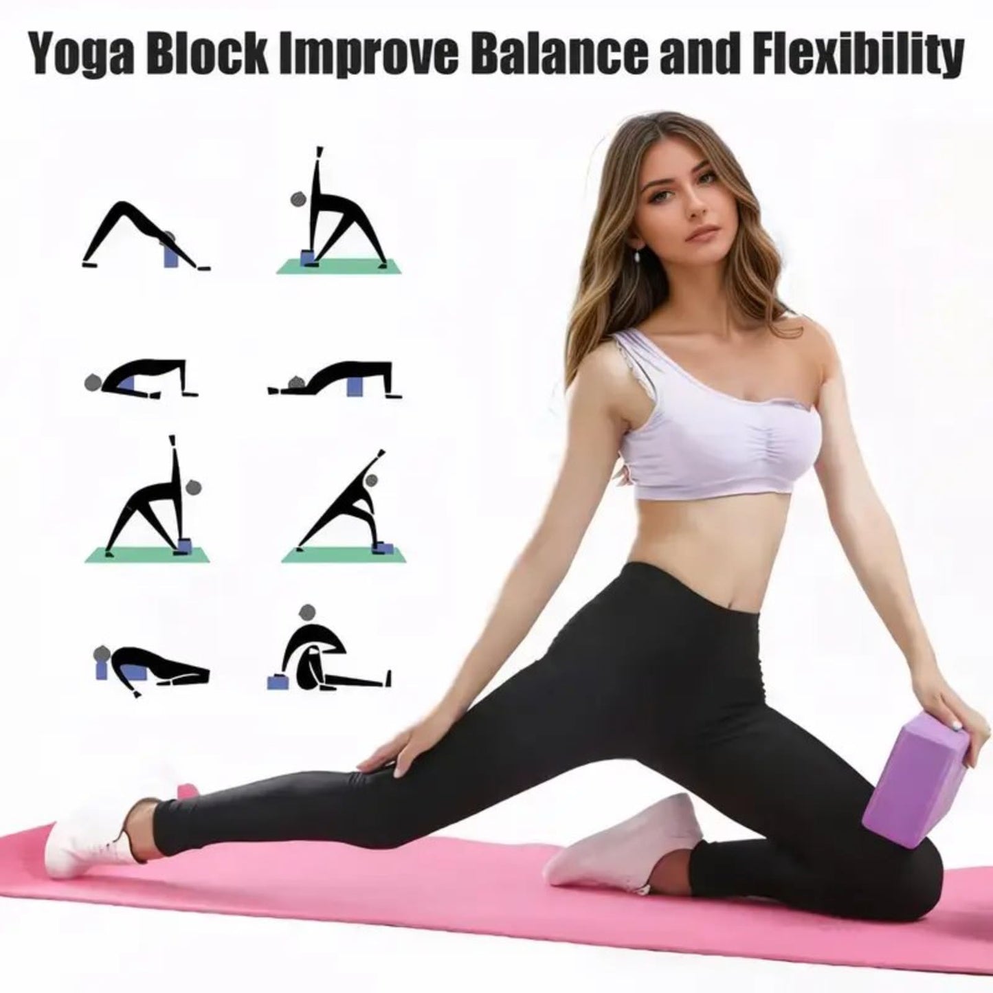 1PC Non-Slip High-Density Yoga Foam Block – Balance & Support for Yoga, Pilates & Meditation - DARK GREY