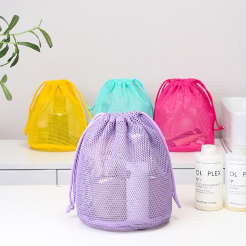 Women'S Mesh Shower Bag Hanging Drawstring Mini Backpack Suitable For Travel Swimming Sports Fitness Shopping