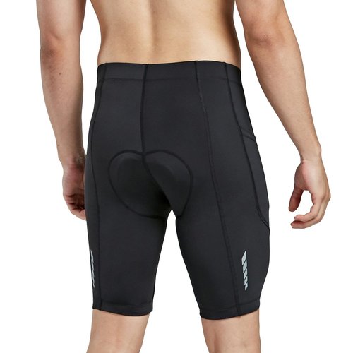 baleaf Men's Bike Shorts 3D Padded Cycling Road Biking Bicycle Riding Clothes Pockets UPF 50+ MTB Accessories Tights Black L