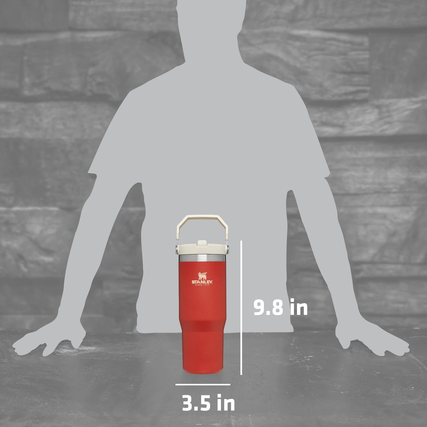 Stanley IceFlow Stainless Steel Tumbler - Vacuum Insulated Water Bottle for Home, and Car Reusable Cup with Straw Leak Resistant Flip Cold for 12 Hours or Iced for 2 Days, Carnelian, 30 OZ / 0.89 L