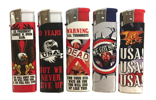 Generic Vintage Osama is Dead Patriotic USA Electronic Lighters 5 Pack, Assorted, 6611694