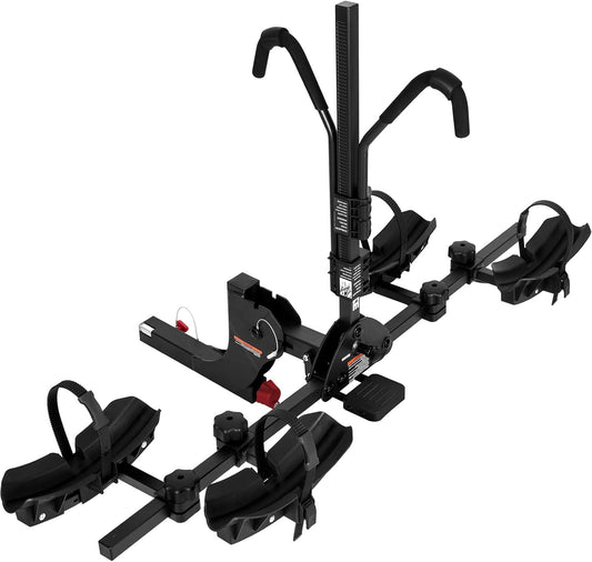 2 Bike Rack Hitch Mount Platform Style for Cars Trucks SUVs, 160 lbs Capacity Smart Tilting Folding Bicycle Car Racks Fits Electric Bike with Up to 5" Fat Tires, 2" Receiver