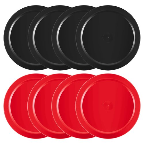 TIESOME 8 PCS Air Hockey Pucks, 2.5" 4 Red 4 Black Professional Air Hockey Puck Set Durable Pucks for Large Tables Best Air Hockey Accessories for Game Tables Equipment Accessories