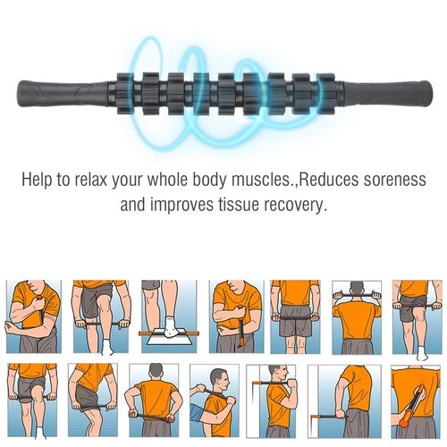Sports Massage Roller Stick Relax Muscles Full Body Exercise Equipment Black