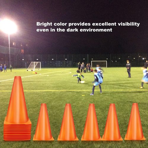 MIVERYEA Cones Sports, 9 Inch Training Cones for Soccer Practice, 15 Pack Agility Field Cone Set for Drills Football Basketball, Plastic Orange Cones for Outdoor Indoor Games