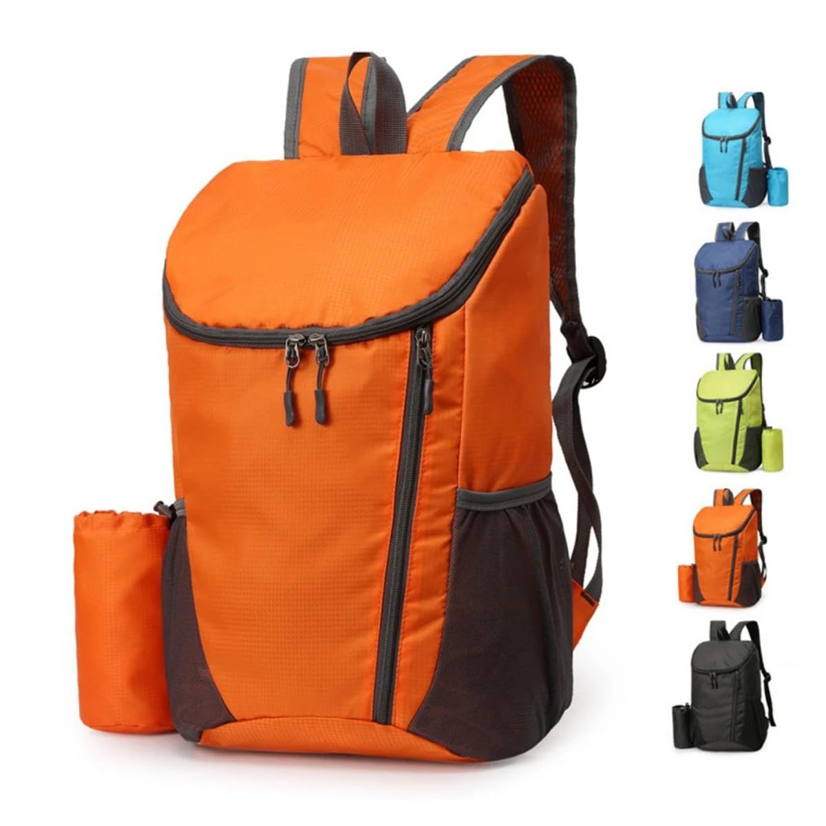 AUUEYY Portable Foldable Backpack Folding Mountaineering Bag, Ultralight Outdoor Cycling Rucksack, Travel Hiking Knapsack (Orange)