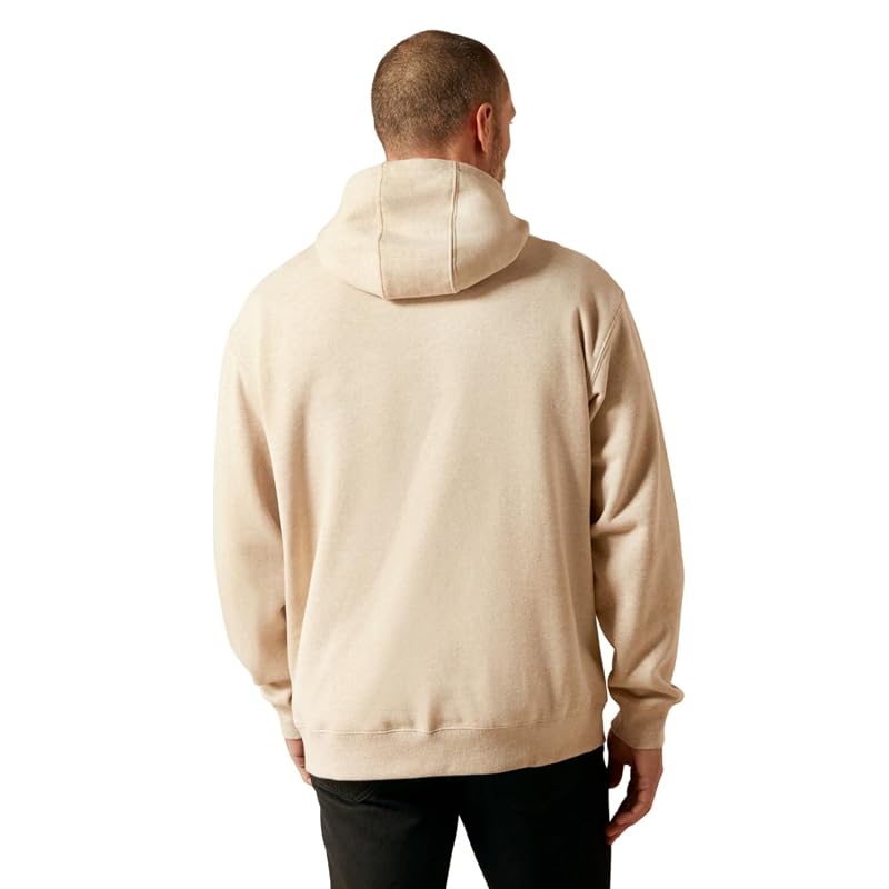 Ariat Men's Hooded Sweatshirt - Oatmeal Heather, XX-Large with Logo Hoodie