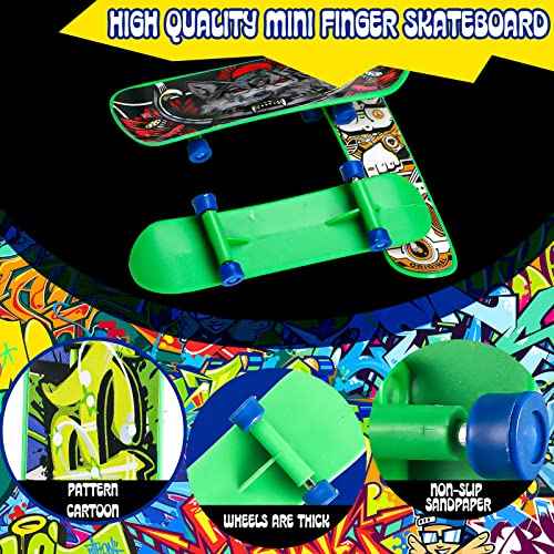 Sosation 18 Pcs Mini Finger Skateboard Thanksgiving Party Gift Favors Mini Skateboards Novelty Fingerboard Decorations Fingertips Movement Finger Gift(Cool Style)