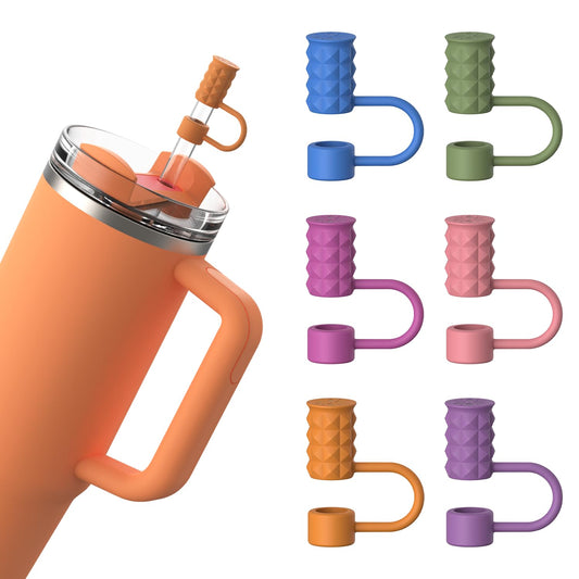 6Pcs 0.39in/10mm Silicone Straw Covers Cap Compatible with Stanley Cup 40 & 30 oz, Reusable Dust-Proof Straw Toppers for Tumbler with Handle, Multicolor