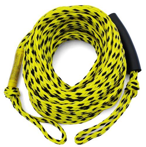 Boat Tow Rope for Tubes Boating, 3K 60FT 1-3 Riders Ski Skiing Heavy Duty Tube Thick Ropes with Floating Foam for Tubing Float Water Wakeboard Towable Tube Yellow and Black