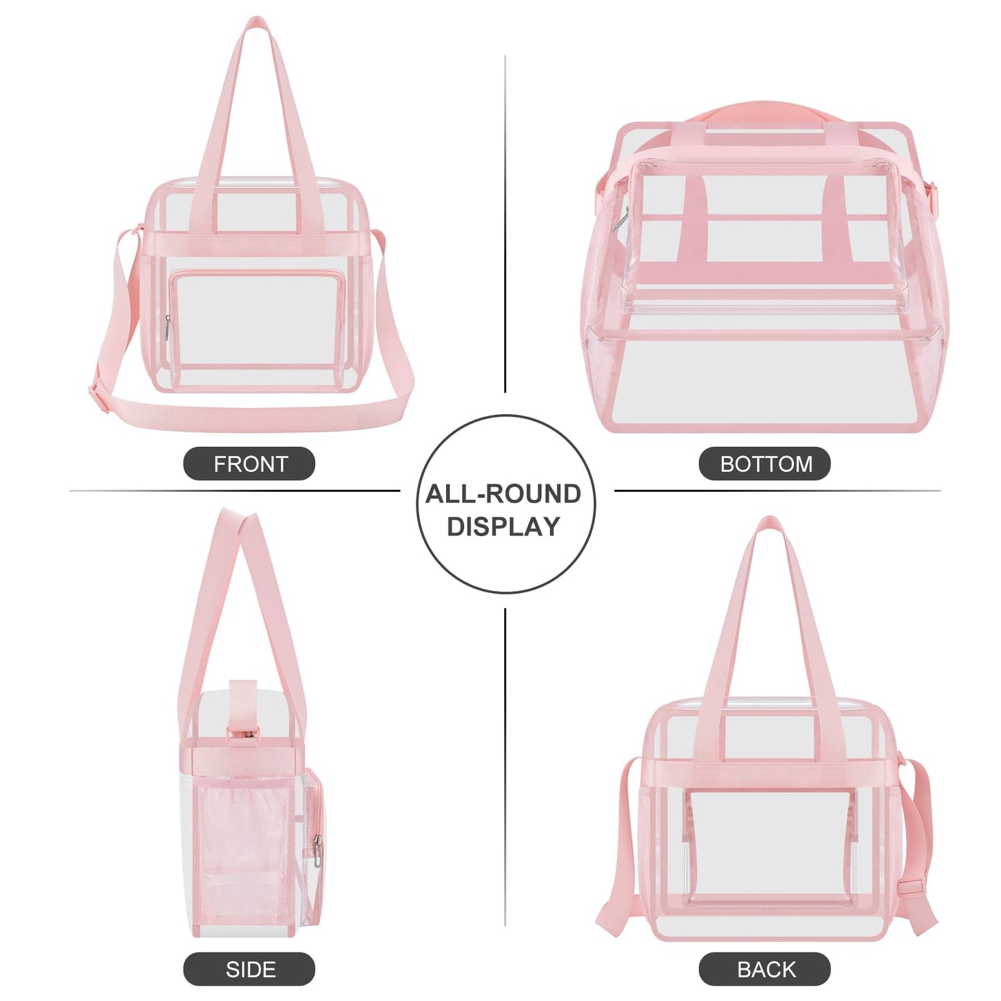 USPECLARE Clear Bag for Stadium Events, 12x6x12 Transparent Stadium Messenger Bag for Concerts, Work, Sports Games, Gym