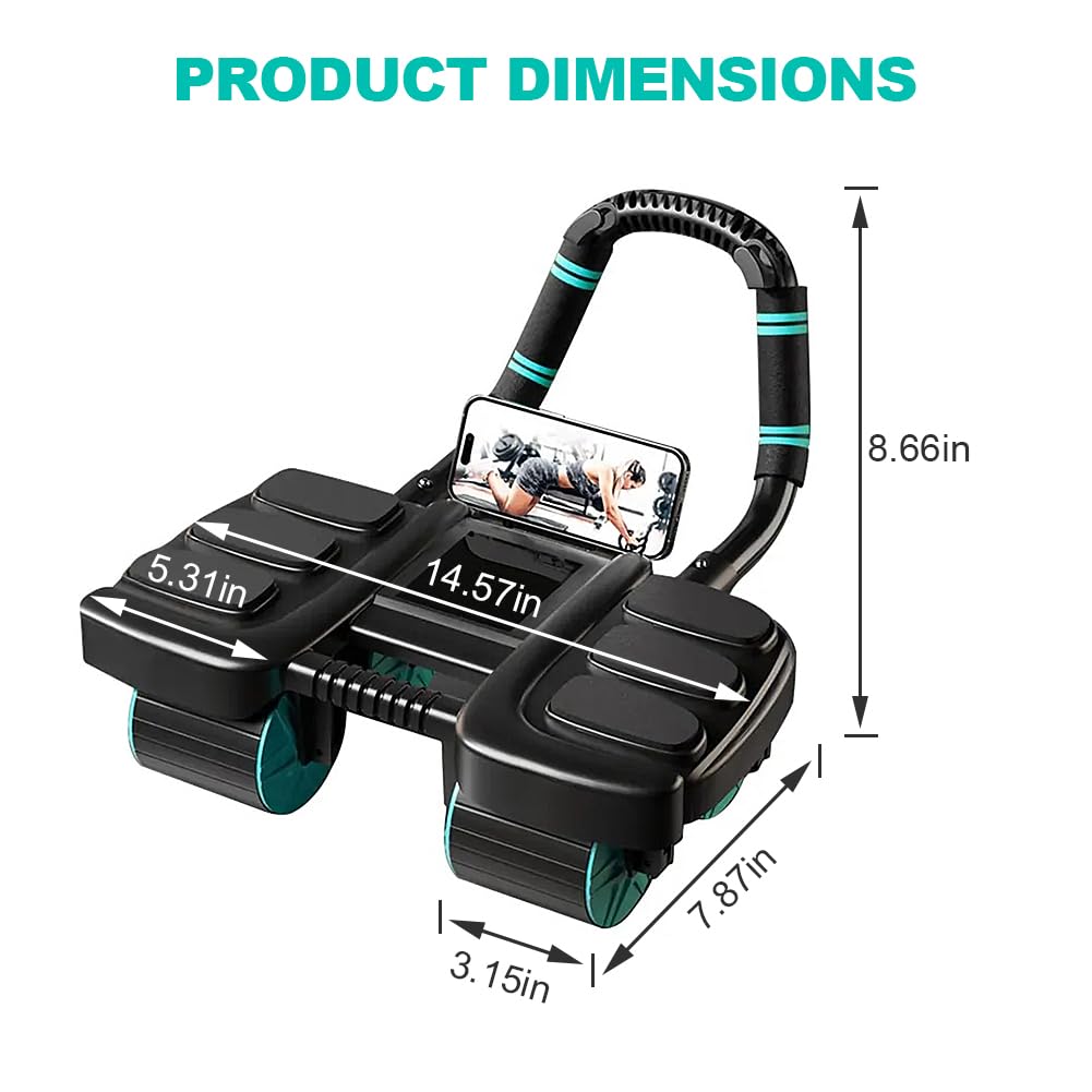 2025 New Automatic Rebound Ab Roller Wheel with Elbow Support & 4-Wheel Design - Core Exercise Equipment for Home Gym, Abdominal Workout Machine for Men/Women, Belly Fat Burner,Portable Fitness Roller Wheel (Black)