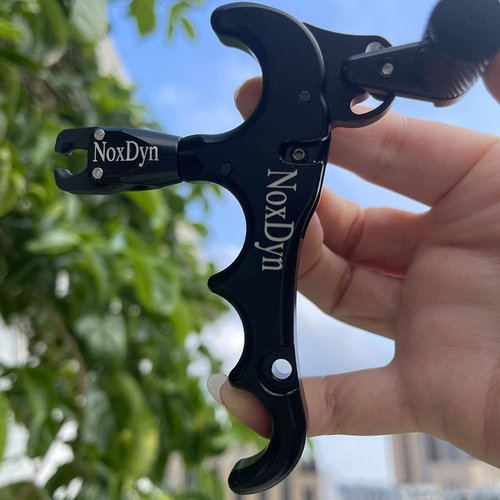 NoxDyn Bow Release with D Loop Rope, Archery Compound Bow Release 360° Rotatable Thumb Release for Archery Accessories (Black)