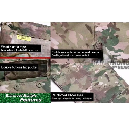 HANSTRONG GEAR Men Tactical BDU Combat Uniform Jacket Shirt & Pants Suit for Army Military Airsoft Paintball Hunting Shooting War Game Black(L)