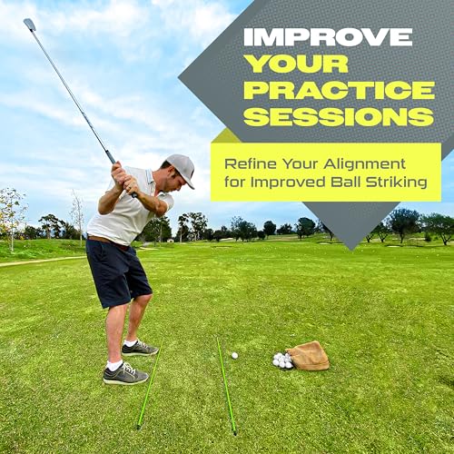 Golf Alignment Training Sticks - 2 Pack, 48 Inch Practice Rods, Green
