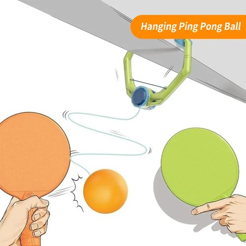 Door Ping Pong Game Over The Door: Adjustable Door Mounted Ping Pong Coach Door Blocked Ping Pong Entry Kit, Suitable for Ages 6+(1 Pcs Trainer 6 Balls)