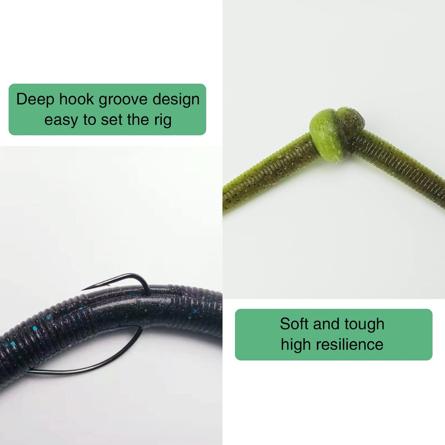 SANTKOL Senko Wacky Worms - Soft Plastic Lures, 30pcs Rubber Worms, 4-5 inches for Bass Freshwater & Saltwater Fishing