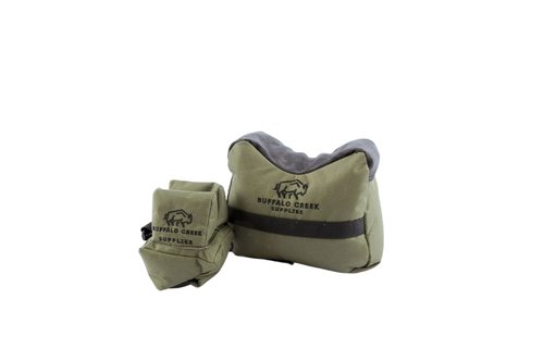 Buffalo Creek Supplies All Weather Durable Front and Rear Shooting Bag Combo, for Target Sports, Shooting Bench Rest Bag for Hunting & Competition Sports- Unfilled (Olive Drab)