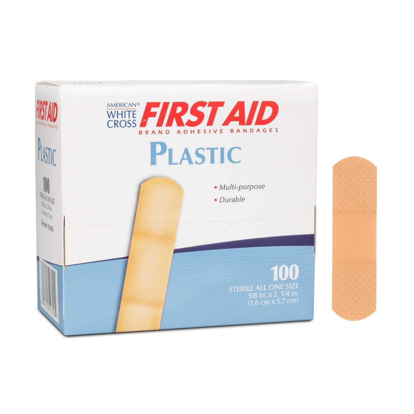 American White Cross First Aid Adhesive Strips, 5/8 x 2¼ Inches, Dukal 1010300, 100 Count