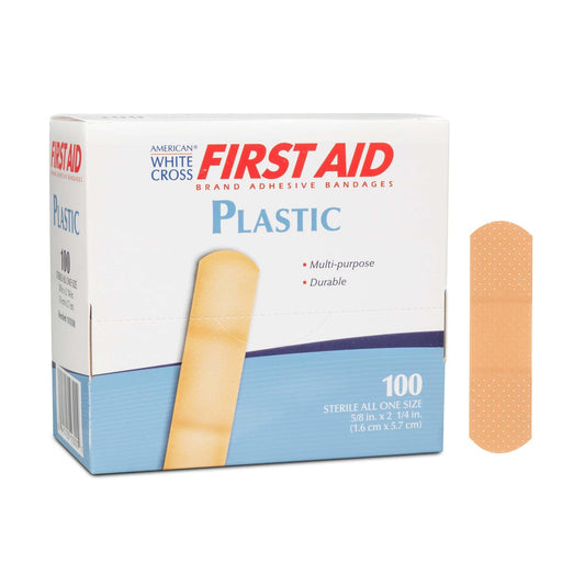 American White Cross First Aid Adhesive Strips, 5/8 x 2¼ Inches, Dukal 1010300, 100 Count