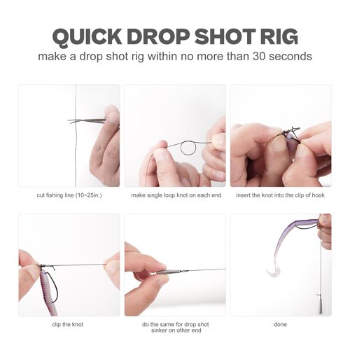 30PCS Swivel Drop Shot Hooks - Quick-Clip Design, Easy Dropshot Rigging for Bass Fishing 2# 1# 1/0 2/0 3/0 4/0