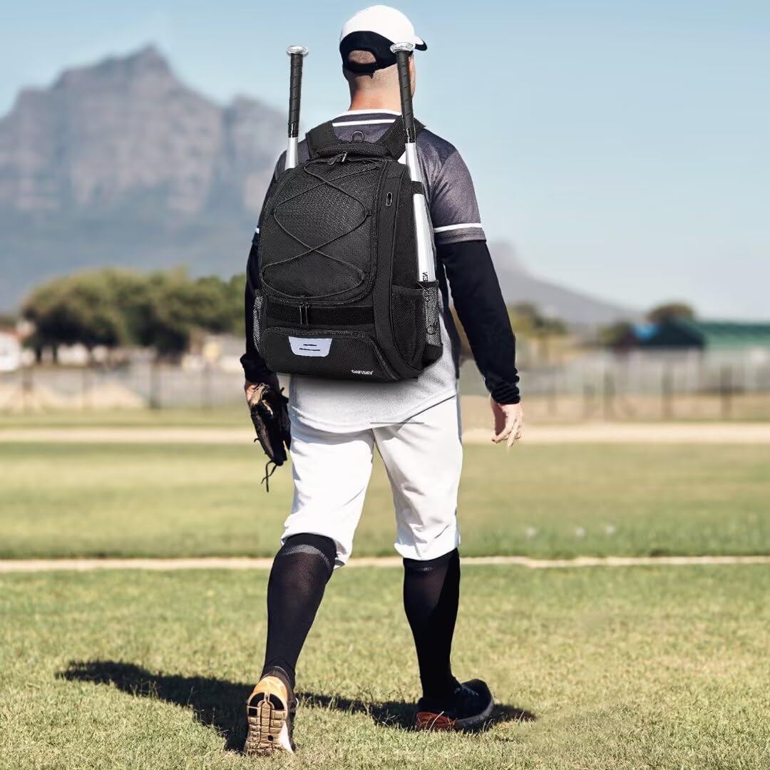 DAFISKY Baseball Bag Softball Backpack - Youth Adult T Ball Bat Equipment Bag with Bat Helmet Holders, Shoe Compartment