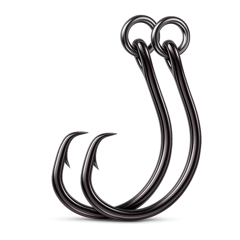 9KM DWLIFE Circle Hooks – 4X High Carbon Steel Ringed Fishing Hooks (Variation 1#)