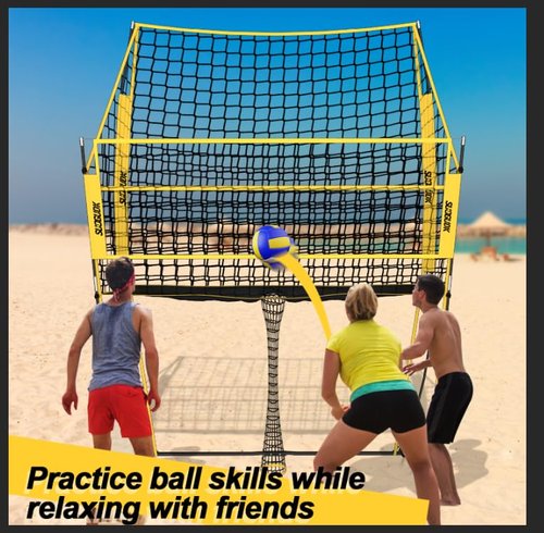 Volleyball Practice Net, Adjustable Heights Volleyball Training Net Station Improve Hit, Serve and Spike Skills Easy Assembly for Backyard Individual Team Practice