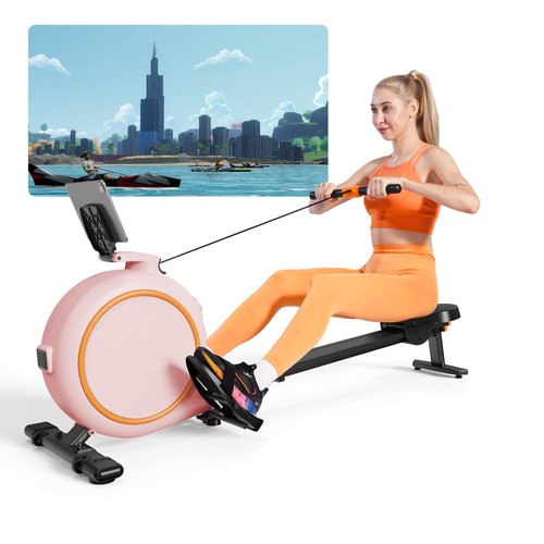 Magnetic Rowing Machines for Home, Row Machine with 32 Level Quiet Resistance, Stable Dual-Slide Rail Rower Machine with LED Monitor, 300 LBS Weight Capacity Workout Equipment, App Supported