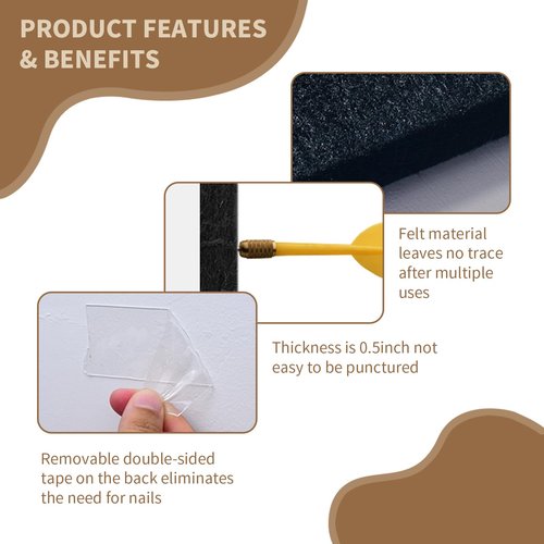 OCMML Dart Board Wall Protectors Multi-Functional Set with Scoreboard,Scoring Marker&Dart Holder Bag One-Piece Felt Panel Design Easy to Install,Safe Protection 35.4"x23.6"x0.5" Black Felt Dartboard